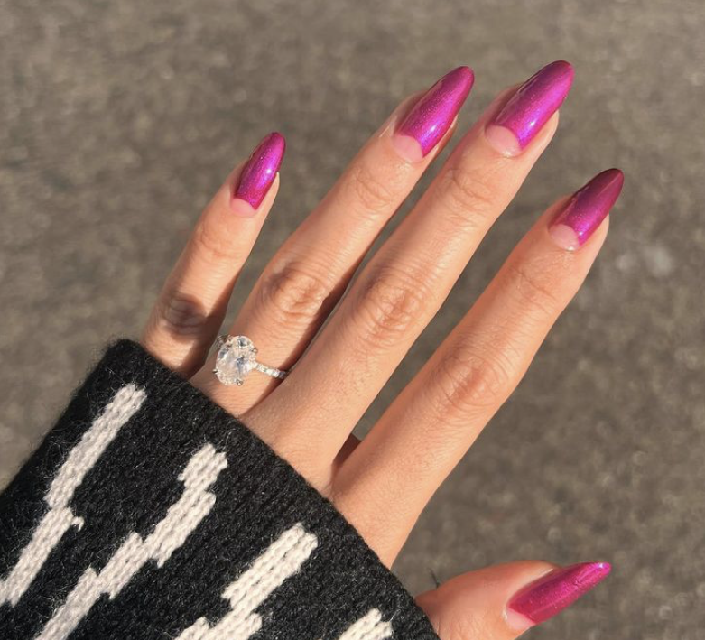 Metallic pink nails 